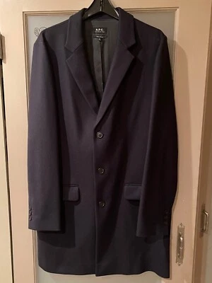 A.P.C. RUE MADAME PARIS NAVY WOOL CASHMERE BLEND COAT MEN'S SIZE XL - Image 1 of 4