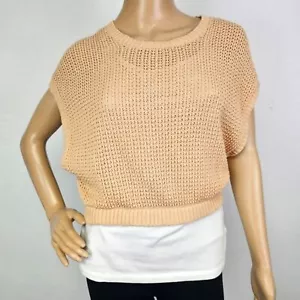 Volcom Sweater Cotton Open Knit Sleeveless Cropped Sz M Retro Y2K Academia - Picture 1 of 10