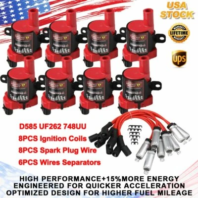 Paquete de 8 bobinas de encendido para Chevrolet Silverado 1500 2500 LS1 LS3 4,8/5,3/6,0 L Foto 1 de 4
