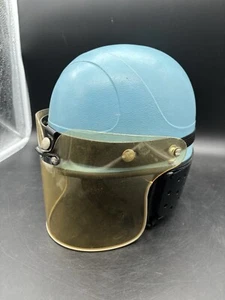 Casco moto d'epoca BUCO Police Riot blu con scudo facciale - Foto 1 di 16