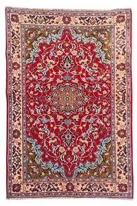 Amazing Hand Knotted Vintage Isfahoun Wool Area Rug 5.2 x 3.6 Ft (1768 Ger-4) - Picture 1 of 8