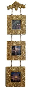 TWA Retro Luxury Rococo Wall Decor Hanging Pictures Triple Ornate Chain Golden - Picture 1 of 7