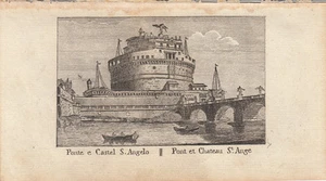 Ponte e Castel S. Angelo Engelsburg Roma Italia Orig Kupferstich Vasi 1816 - Bild 1 von 1