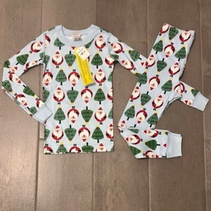 Hanna Andersson Boy's Long Johns Pajama Set size 5/110cm BLUE SANTA NEW - Picture 1 of 3