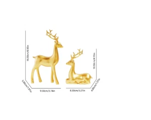 2pcs Christmas Deer Figurines, Gold Home Decor, Birthday Gifts, - Picture 1 of 5
