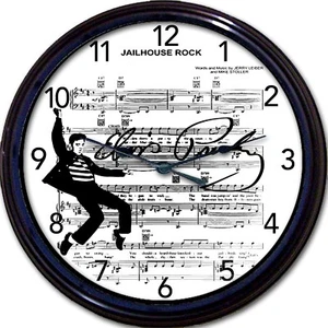 Elvis Presley Jailhouse Rock Sheet Music Wall Clock Silhouette Song Singer New - Picture 1 of 1