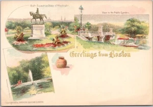 Vintage 1895 "Greetings from BOSTON" Postcard - 3 Views "American Souvenir Co." - Picture 1 of 2