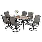 7 Piece Outdoor Patio Dining Set Furniture Wood Like Table & Chairs For Backyard