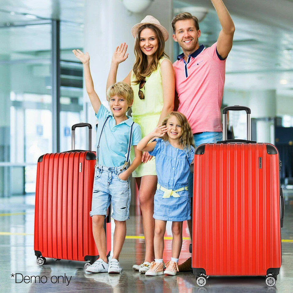 Wanderlite Lightweight Hard Suit Case Luggage Set, Red - 2 Piece