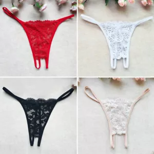 Sexy Crotchles Women Thong G-string Floral Lace Panties Lingerie Underwear USA - Picture 1 of 21