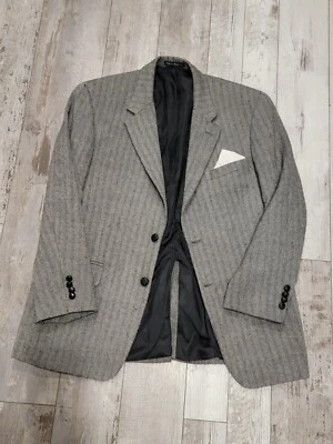 42R Men's Savile Row Blazer Gray Herringbone 100% Wool Sport Coat Foto 1 de 4