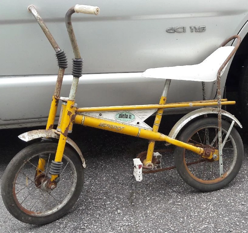 RAR: Orig. Mini-Kinder-Bonanza-Fahrrad ~1950 mit Vollgummireifen / Fundzustand - Bild 1 von 1