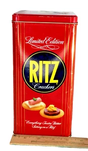 Latta vintage 1986 Nabisco Ritz Cracker edizione limitata con coperchio - vuota - Foto 1 di 3