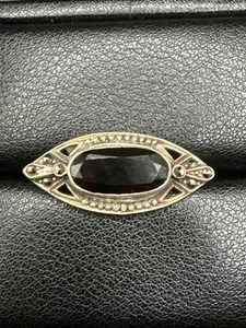 Sterling Silver Art Deco Flapper Red Brooch Pin 14x32mm 925 T22 - Picture 1 of 5