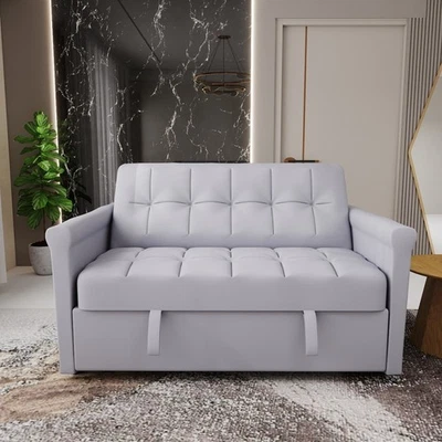 SOFÁ CAMA LOVESEAT DE TERCIOPELO CONVERTIBLE DE 2 PLAZAS - SOFÁ CAMA EXTRAÍBLE GRIS Foto 1 de 4