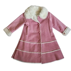 Donna Salyers Fabulous Furs Mädchen rosa Wildlederimitat & Fell Penny Lane Mantel Größe S  - Bild 1 von 6