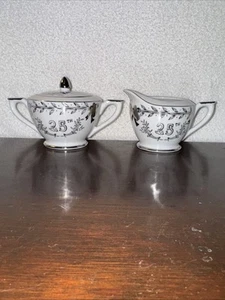 Lefton China 28ON 25th Anniversary Creamer and Sugar Bowl With Lid Set - Picture 1 of 7