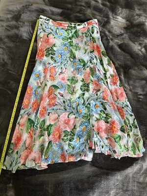 Женская юбка-цветок Alice + Olivia размер 2 коралловый зеленый синий, шелковая смесь - Изображение 1 из 4