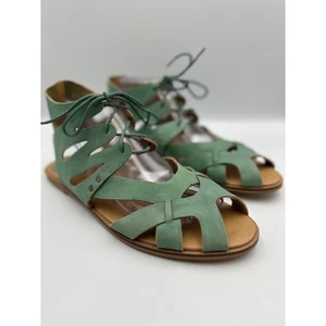 NEW Latigo Barista Green Teal Leather Lace Up Gladiator Sandals Sz 10M Sundance - Picture 1 of 11