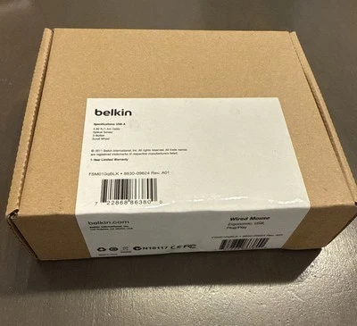 Belkin F5M010QBLK Wired USB 3 Button w/ 5ft cord Optical Mouse - BLACK - Image 1 of 3