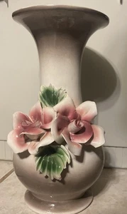 Vintage Capodimonte Vase with Colorful Roses - Made In Italy 11” Tall - Picture 1 of 12