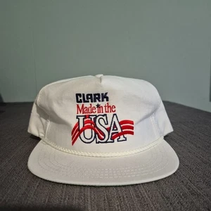 Clark Made In The USA White Snapback Hat Cap - Picture 1 of 5