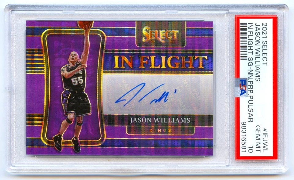 JASON WILLIAMS 2021 SELECT IN FLIGHT PURPLE PULSAR PRIZM AUTOMÁTICO /15 PSA 10 *POP 2* - Imagem 1 de 2