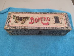 ANTIKES SCHMETTERLING DESIGN DOMINO SET GERMANY MIT BOX 28 TEILIG - Bild 1 von 5