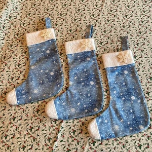 Primitive Mini Snowflake Stockings Trio - Picture 1 of 2