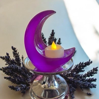 Candelabro casero de resina epoxi de luna creciente Foto 1 de 2