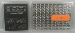 Valcambi 100 x 1 Gramm Silber Kombiriegel (100 Gramm) Karte nicht versiegelt #101 - Bild 1 von 2