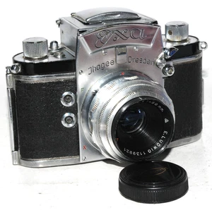 Exa w/E. Ludwig Meritar 50mm f/2.9 Lens + Lens Cap & Case - Picture 1 of 15