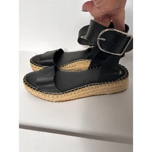 Franco Sarto Espadrille Knöchelriemen Sandalen Plateau Schnalle schwarz Größe 9 - Bild 1 von 9
