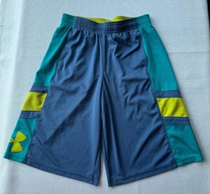 Under Armour Blue Teal Neon Basketball Athletic Loose Shorts Youth Large VGUC - Picture 1 of 5