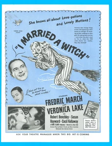 I Married a Witch movie Veronica Lake Susan Hayward vintage print ad 1942 WWII - Picture 1 of 3