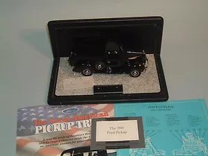 1940 FORD PICKUP TRUCK BLACK FRANKLIN MINT 1:24 WITH DISPLAY CASE - Picture 1 of 10