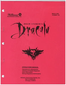 Williams Bram Stoker's Dracula Pinball Machine Manual 154 Pages BRAND NEW! - Picture 1 of 1