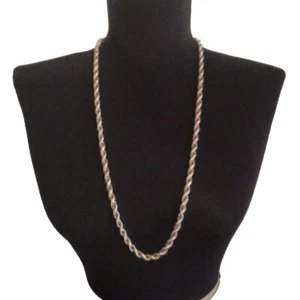 Gold colored metal twisted rope necklace 29 inches chain link - Picture 1 of 5