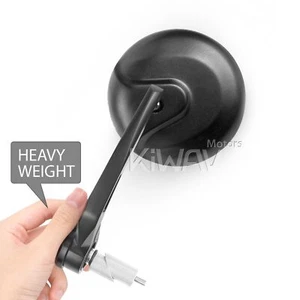 Bar end mirrors heavy weight sleek RETRO round black for Harley '96-'07 Touring - Picture 1 of 9