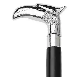 Vintage Walking Wood Stick Silver Eagle Head Wood Regular Walking Cane Men/Women - Picture 1 of 3