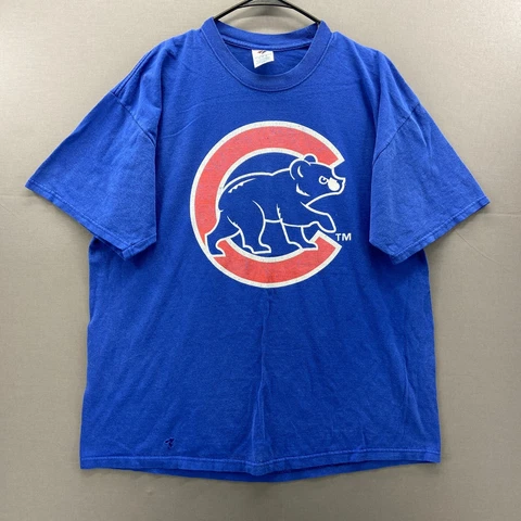 Vintage Chicago Cubs Shirt Mens XL Blue Red Wrigley Field Stub Hub Retro MLB Cover