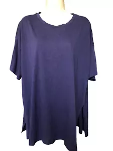 Forever 21 Plus Size 2X Navy Blue Side Slits Knit Tee Top Women's - Picture 1 of 8