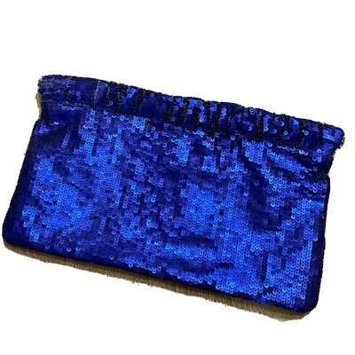 GERARD DAREL BLUE SEQUENCE SUEDE CLUTCH POUCH BAG - Image 1 of 4