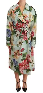 Dolce&Gabbana Women Multicolor Trench Coat 100% Silk Floral Print Overcoat IT 36 - Picture 1 of 4