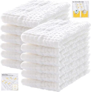 12 Pack Muslin Burp Cloths 100% Cotton Muslin Cloths Large 20''X10'' Extra Soft - Picture 1 of 9