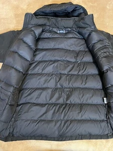 Lands End Jacket Men’s Medium Black Goose Down Quilted Jacket Parka Long Puffer - Picture 1 of 24