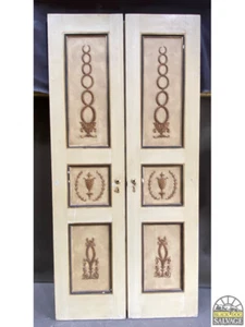 Ornate Double Door Set, Quartersawn Oak Veneer, New Jersey Estate Salvage, 102"H - Picture 1 of 16