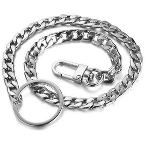Catena pantaloni portachiavi portachiavi catena acciaio inox moschettone argento 01 - Foto 1 di 1