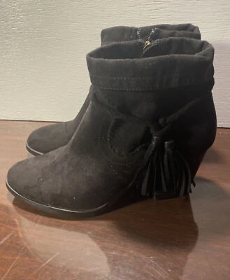 Botines occidentales Bambú Avenge-27 Gamuza Borla Grueso Tacón Apilado Punta Almendra Foto 1 de 4