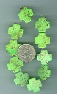 10 cuentas cruzadas estabilizadas bloque gaspeite turquesa verde lima 19 mm - Imagen 1 de 2